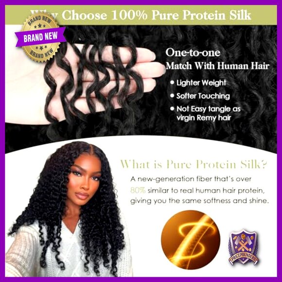 Burmese Curly Hair Extensions 14 16 18 Inch Protein Fiber 3C4A Textured main image 6